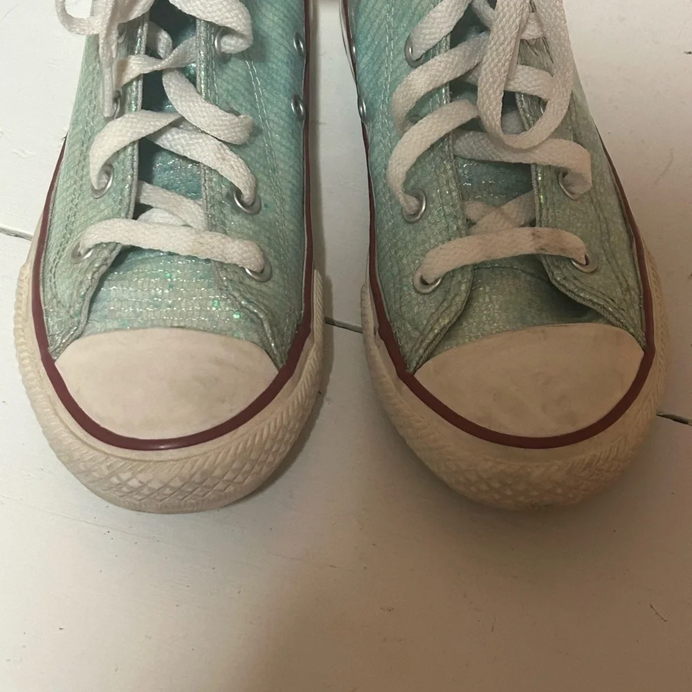 Converse Kids High-Top Sneakers - Sparkling Aqua Sz 1 - Picture 3 of 4